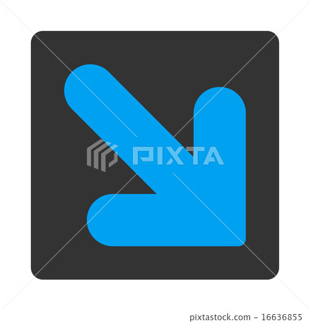 Arrow Down Right flat blue and gray colors rounded button 16636855