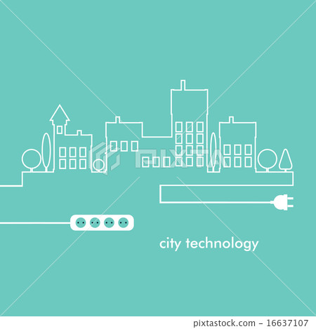 Concept electric circuit city. Vector flat design 16637107