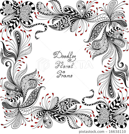 vector red, black and white floral pattern 16638110