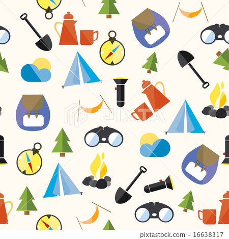 Set Tourism Camp Hike Boho Pattern Seamless Loop Icon Vector Illustration Set Tourism Camp Hike Boho Pattern Seamless Loop Icon Vector Illustration 16638317