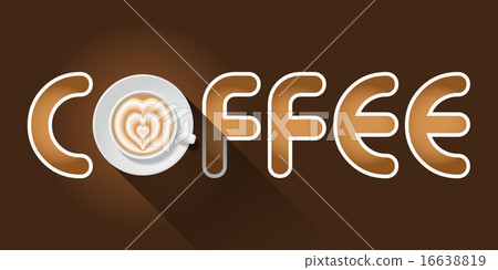 coffee word with top view of Latte art cup 16638819