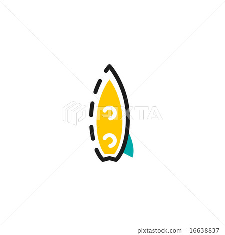 Color line icon for flat design. Surf board 16638837