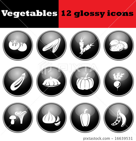 Set of vegetables glossy icons 16639531