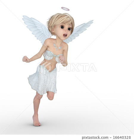 Cute angel deformed perming3DCG illustrations material 16640328