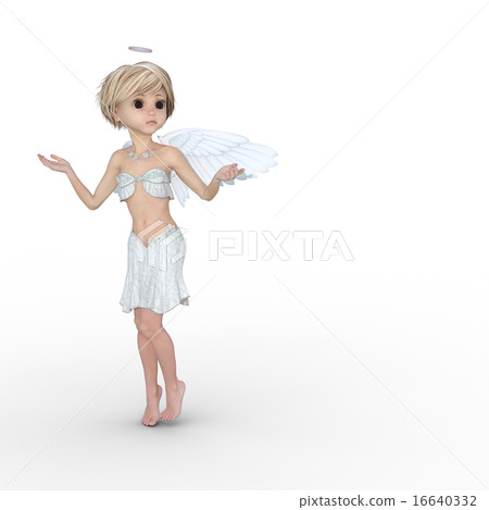 Cute angel deformed perming3DCG illustrations material 16640332