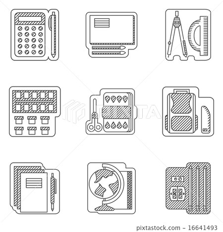 School subjects flat line vector icons - Stock Illustration [16641493 ...