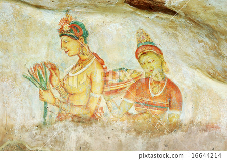 Wall painting in Sigiriya rock monastery,Sri Lanka Wall painting in Sigiriya rock monastery,Sri Lanka 16644214