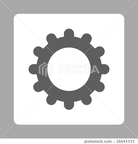 Gear flat dark gray and white colors rounded button 16645555