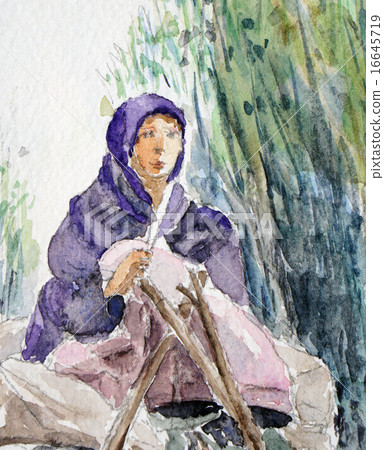 穆斯林婦女素描繪畫 16645719