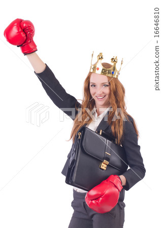 Queen boxer businesswoman isolated on white Queen boxer businesswoman isolated on white 16646810