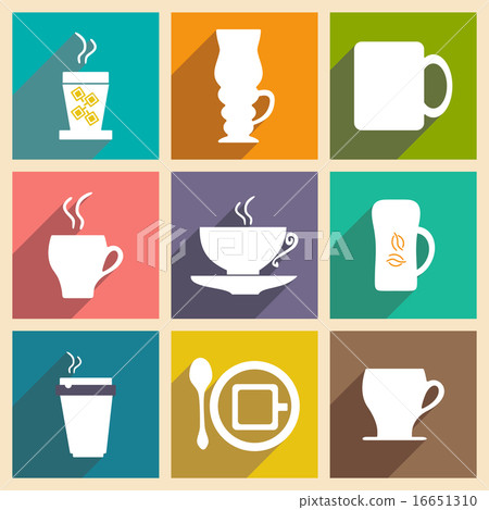 Flat with shadow concept and mobile application coffee cups 16651310