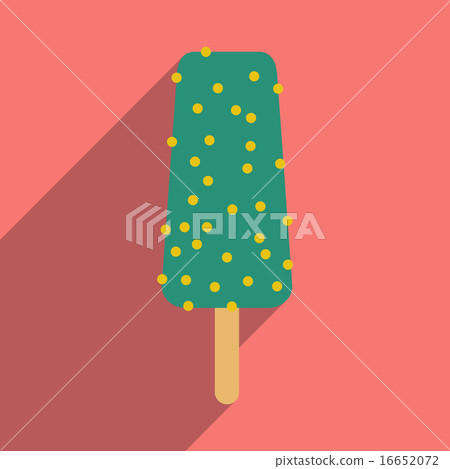Flat with shadow icon and mobile application ice cream in glaze Flat with shadow icon and mobile application ice cream in glaze 16652072