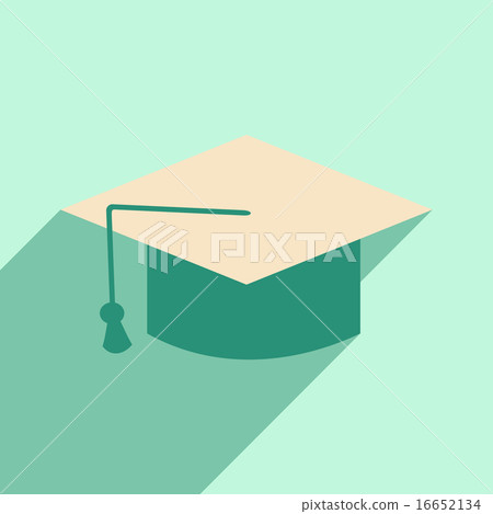 Flat with shadow icon and mobile application graduation cap Flat with shadow icon and mobile application graduation cap 16652134