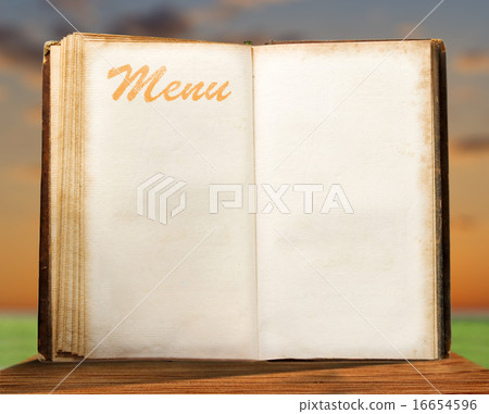 Open blank vintage menu book Open blank vintage menu book 16654596