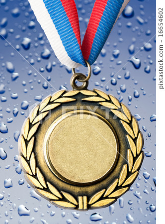Metal medal with tricolor ribbon 16654602