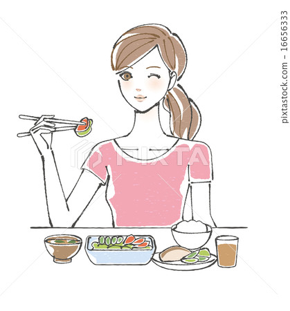 Female illustration taking a balanced diet 16656333