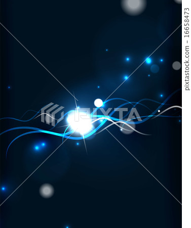 Glowing flowing waves and stars in dark space Glowing flowing waves and stars in dark space 16658473