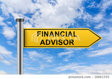 yellow road sign with financial advisor words 16661593