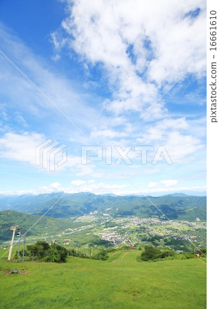 Scenery of beautiful white horse, from Happo one ski area Scenery of beautiful white horse, from Happo one ski area 16661610