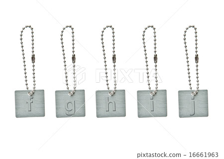 Silver metal key tag with small letter f-j 16661963