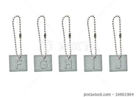 Silver metal key tag with letter F-J Silver metal key tag with letter F-J 16661964