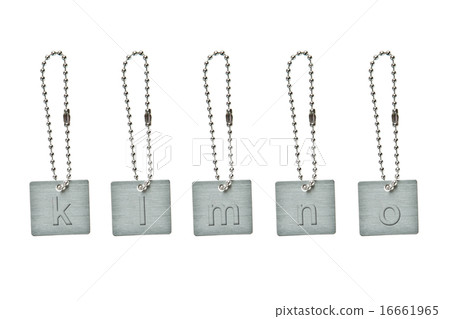 Silver metal key tag with small letter k-o Silver metal key tag with small letter k-o 16661965