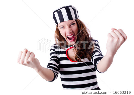 Convict criminal in striped uniform Convict criminal in striped uniform 16663219
