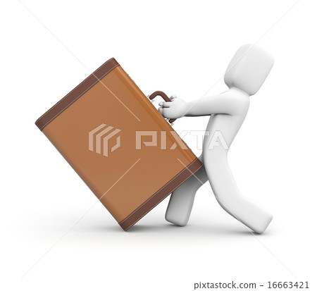 Human pulls a vintage suitcase Human pulls a vintage suitcase 16663421