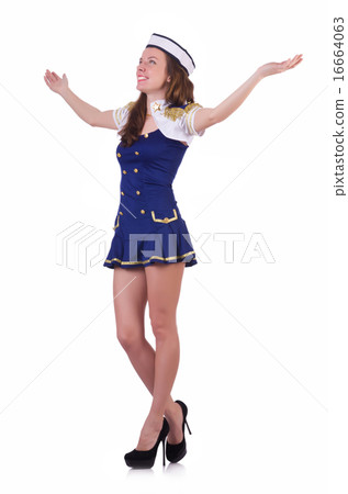 Woman airhostess isolated on the white 16664063