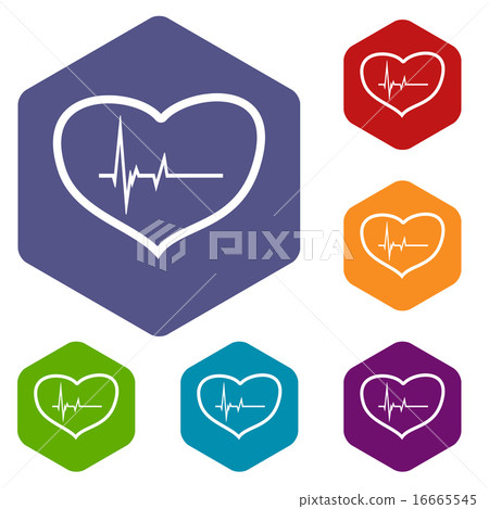 Heartbeat rhombus icons - Stock Illustration [16665545] - PIXTA