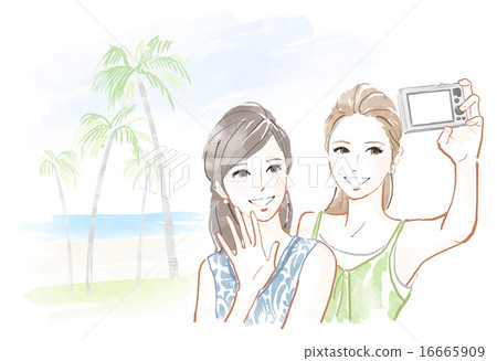 拍照相機的兩名婦女 16665909