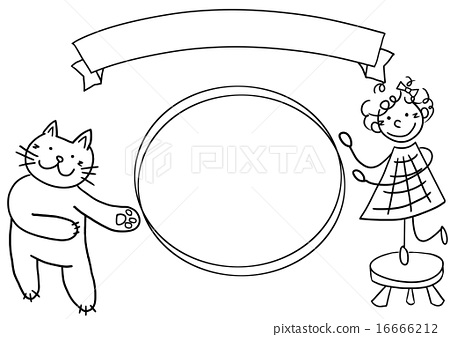 Banner Frame With Cat Girl Stock Illustration 16666212 Pixta