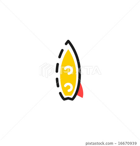 Color line icon for flat design. Surf board 16670939