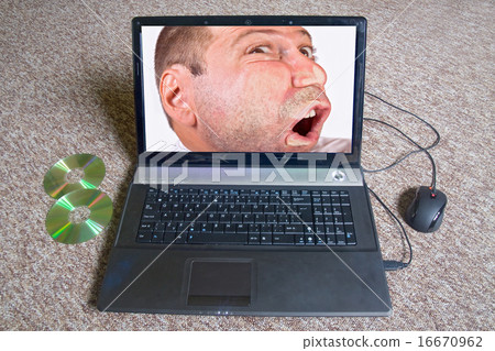 male head in screen notebook male head in screen notebook 16670962