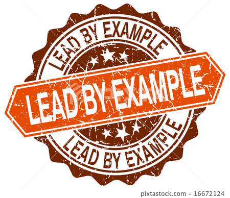 lead by example orange round grunge stamp on white 16672124
