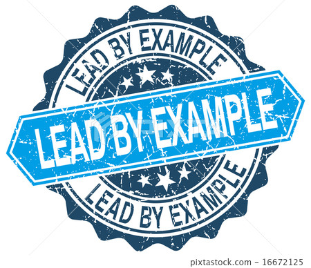 lead by example blue round grunge stamp on white 16672125