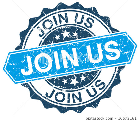 join us blue round grunge stamp on white join us blue round grunge stamp on white 16672161
