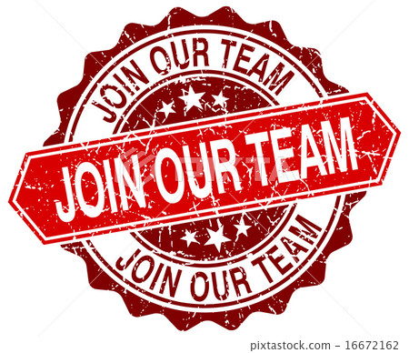 join our team red round grunge stamp on white join our team red round grunge stamp on white 16672162