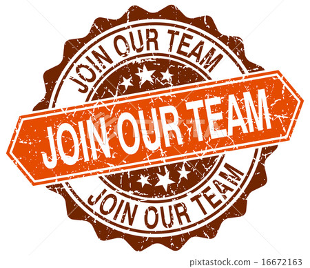 join our team orange round grunge stamp on white join our team orange round grunge stamp on white 16672163