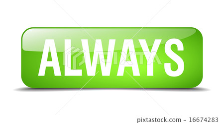 always green square 3d realistic isolated button always green square 3d realistic isolated button 16674283