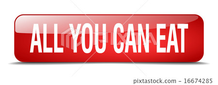 all you can eat red square 3d isolated web button all you can eat red square 3d isolated web button 16674285