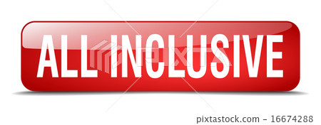 all inclusive red square 3d isolated web button all inclusive red square 3d isolated web button 16674288