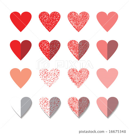 Vector illustration icon set of red hearts shape - Stock Illustration ...