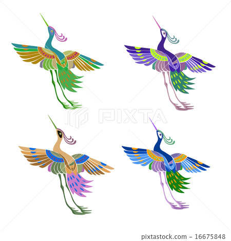 Ethnic abstract pattern magic birds Japanese style 16675848