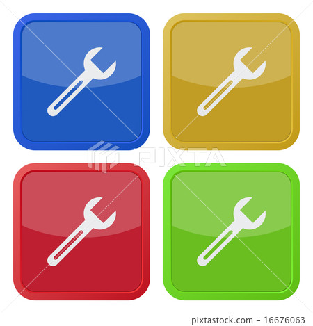 set of four square icons with spanner set of four square icons with spanner 16676063
