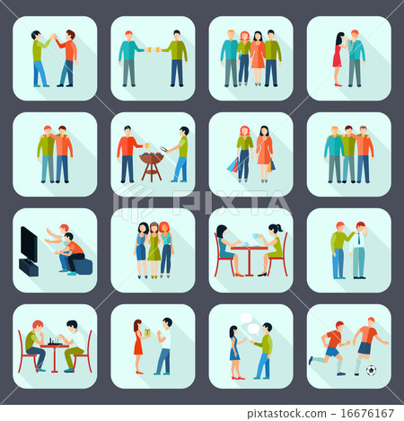 Stock Illustration: Friends Shadow Icons Set