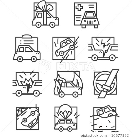 Simple line vector icons for car insurance 16677332