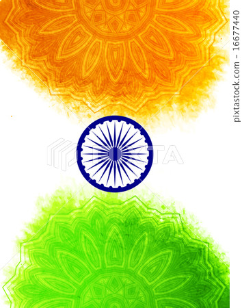 Creative Indian Independence Day concept with ashoka wheel and pattern in national flag tricolors. 16677440