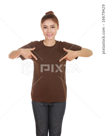 young beautiful female with blank t-shirt 16679429
