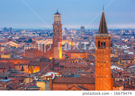 Verona skyline at night, Italy Verona skyline at night, Italy 16679474